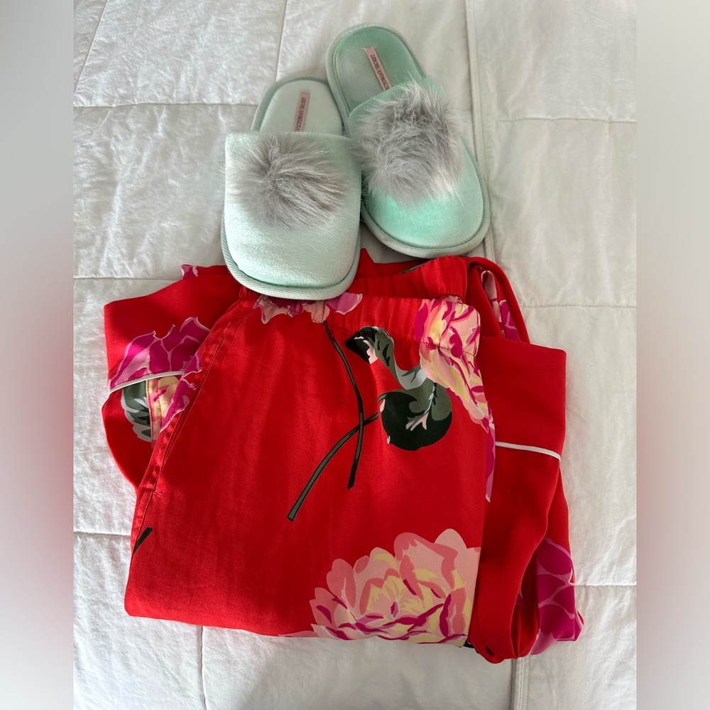 Victoria’s Secret pajama pants and slipper